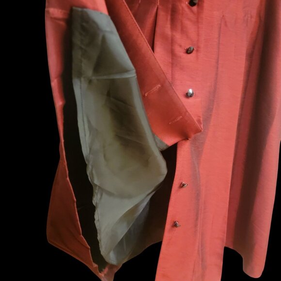 Vintage Sleeveless Button-Up Dress With Pleated Skirt & Collared Neckline In Ric - Picture 4 of 16